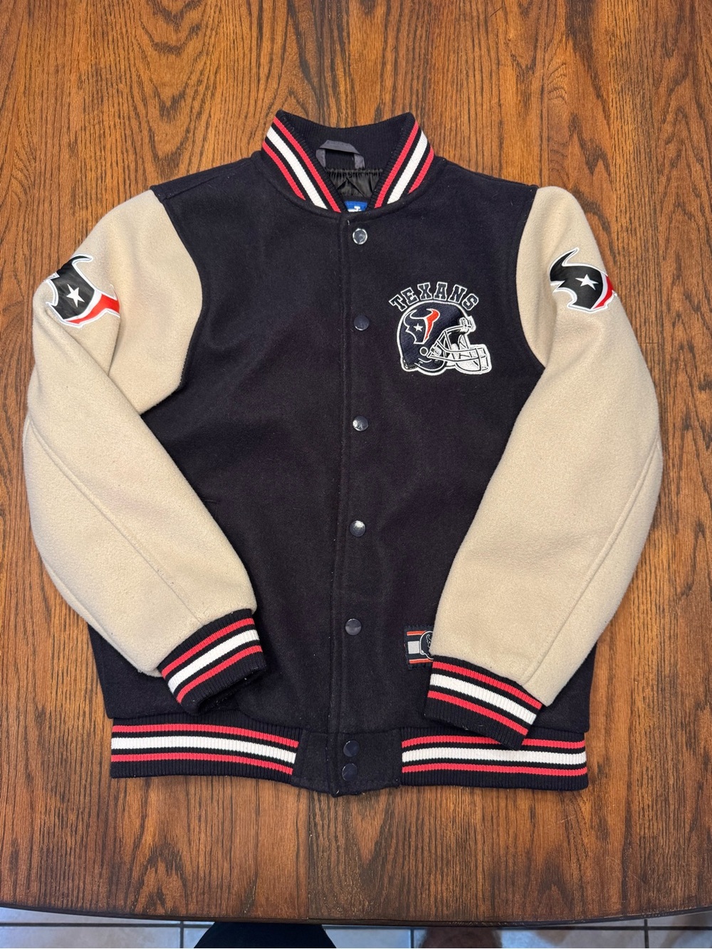 Ultra Game NFL Houston Texans Kids Letterman Style Jacket Size 14-16